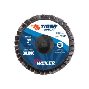 WEILER BobCat 50949 Type R Close Mini Standard Density Coated Abrasive Flap Disc 2 in Dia Disc