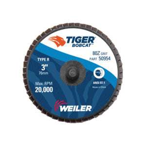 WEILER BobCat 50954 Type R Close Mini Standard Density Coated Abrasive Flap Disc 3 in Dia Disc