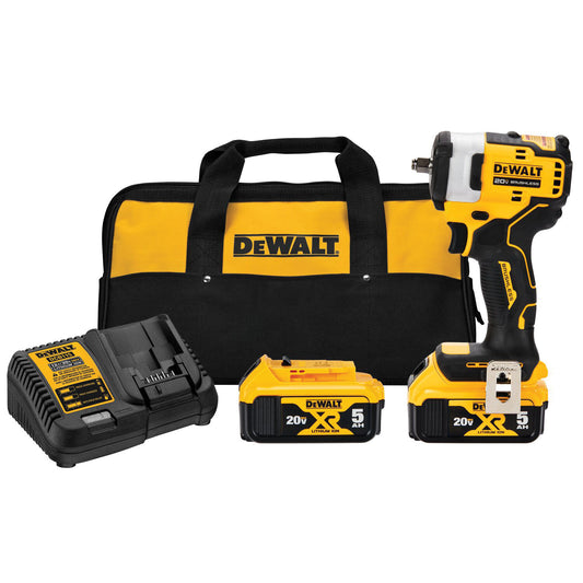 DeWALT DCF913P2 Compact Cordless Impact Wrench With Hog Ring Anvil Kit, 3/8 in, 3250 ipm, 400 ft-lb Torque, 20 V, 5-1/5 in OAL