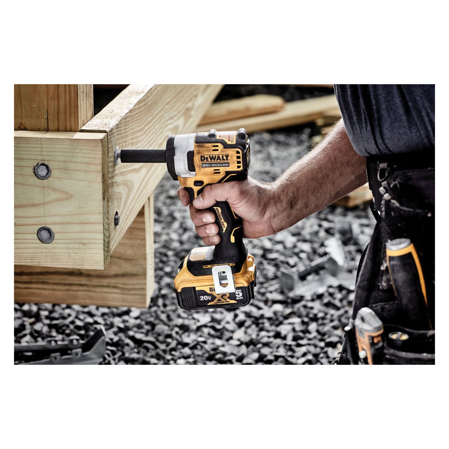 DeWALT DCF913P2 Compact Cordless Impact Wrench With Hog Ring Anvil Kit, 3/8 in, 3250 ipm, 400 ft-lb Torque, 20 V, 5-1/5 in OAL