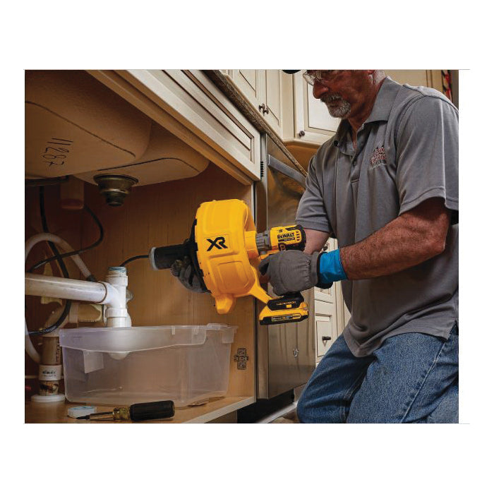 DeWALT® XR® DCD200D1 Brushless Cordless Drain Snake Kit, 3/8 to 3 in Drain Line, 50 ft Max Run, 20 VDC