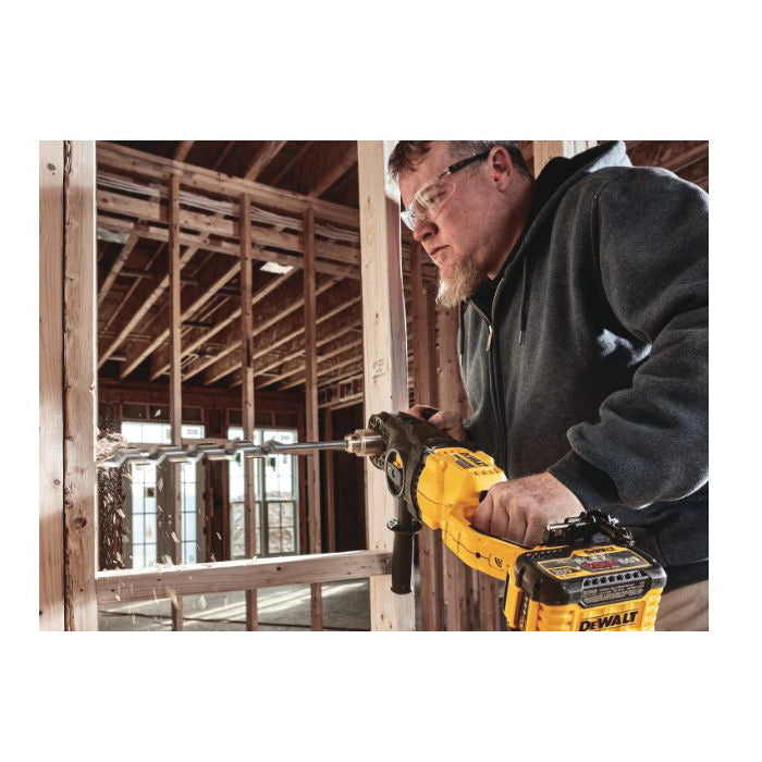 DeWALT FlexVolt DCD470X1 Brushless Right Angle In-line Stud and Joist Drill Kit With E-Clutch System, 1/2 in Keyed Chuck, 60 VAC, 0 to 400/0 to 1320 rpm Speed, 21.3 in OAL
