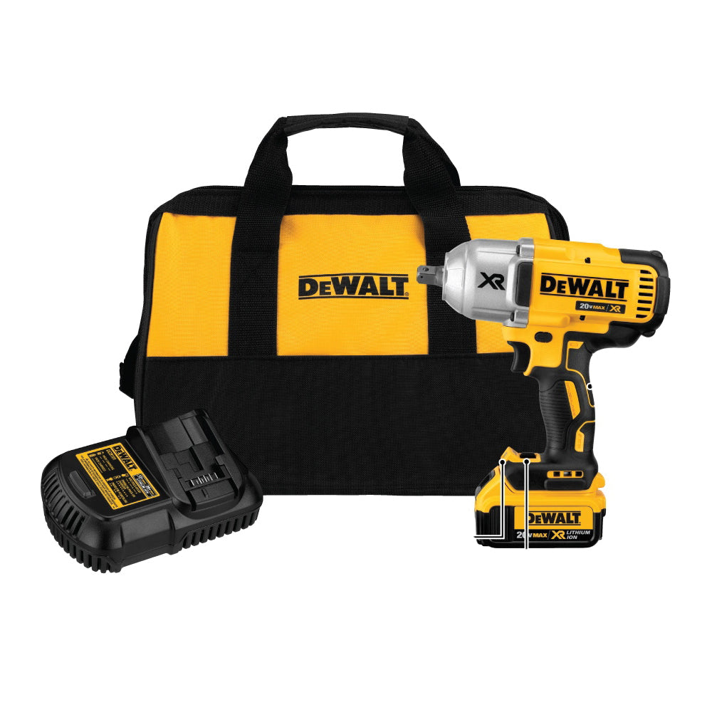 DeWALT DCF899M1 Cordless Impact Wrench, 1/2 in Straight Drive, 2400 bpm, 700 ft-lb Torque, 20 VAC, 8-13/16 in OAL