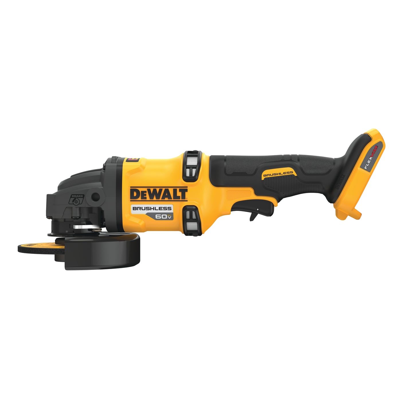 DeWALT® DCG418B Brushless Cordless Angle Grinder With Kickback Brake, 4-1/2 to 6 in Dia Wheel, 5/8-11 Arbor/Shank, 60 VDC, FLEXVOLT® 60V MAX* Lithium-Ion Battery, Trigger Switch