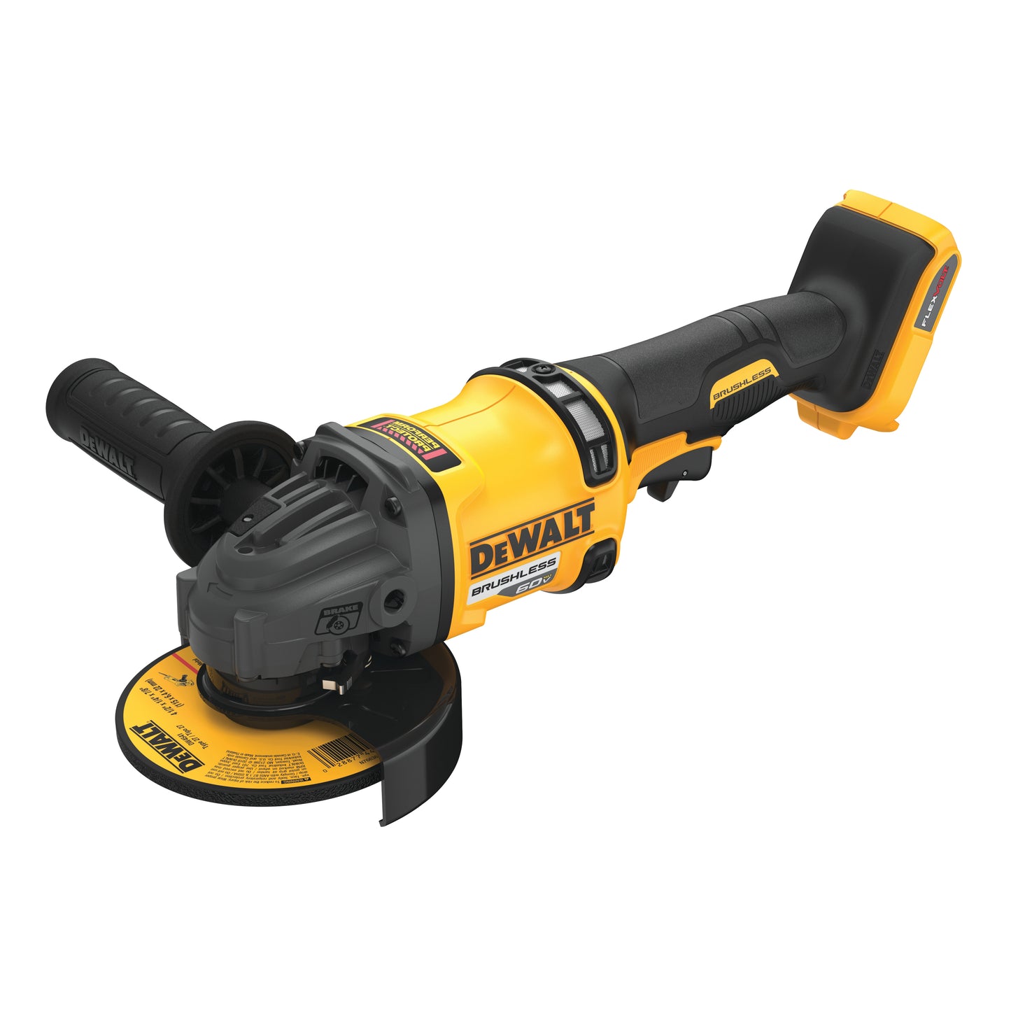DeWALT® DCG418B Brushless Cordless Angle Grinder With Kickback Brake, 4-1/2 to 6 in Dia Wheel, 5/8-11 Arbor/Shank, 60 VDC, FLEXVOLT® 60V MAX* Lithium-Ion Battery, Trigger Switch
