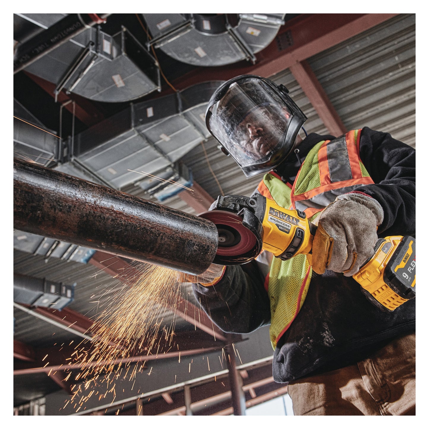 DeWALT® DCG418B Brushless Cordless Angle Grinder With Kickback Brake, 4-1/2 to 6 in Dia Wheel, 5/8-11 Arbor/Shank, 60 VDC, FLEXVOLT® 60V MAX* Lithium-Ion Battery, Trigger Switch
