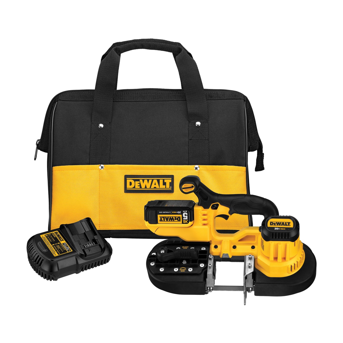 DeWALT® DCS371P1 Max® Cordless Band Saw Kit, 2-1/2 in Cutting, 32-7/8 in L Blade, 20 VAC, 5 Ah Lithium-Ion Battery