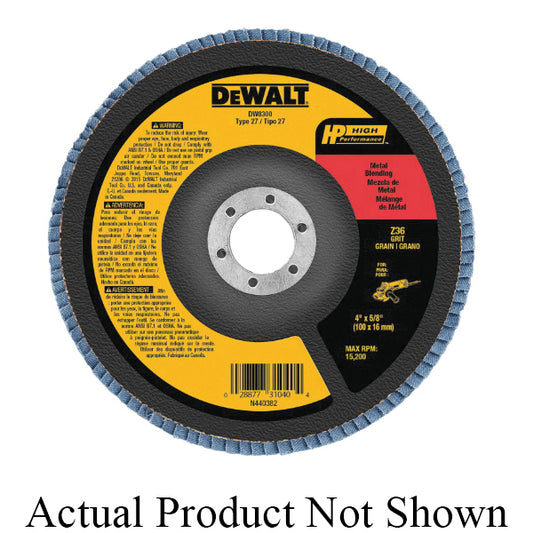 DeWALT® High Performance™ DW8359 Contaminant-Free Flap Disc, 4-1/2 in Dia Disc, 120 Grit, Fine Grade, Zirconia Alumina Abrasive, Type 27 Disc