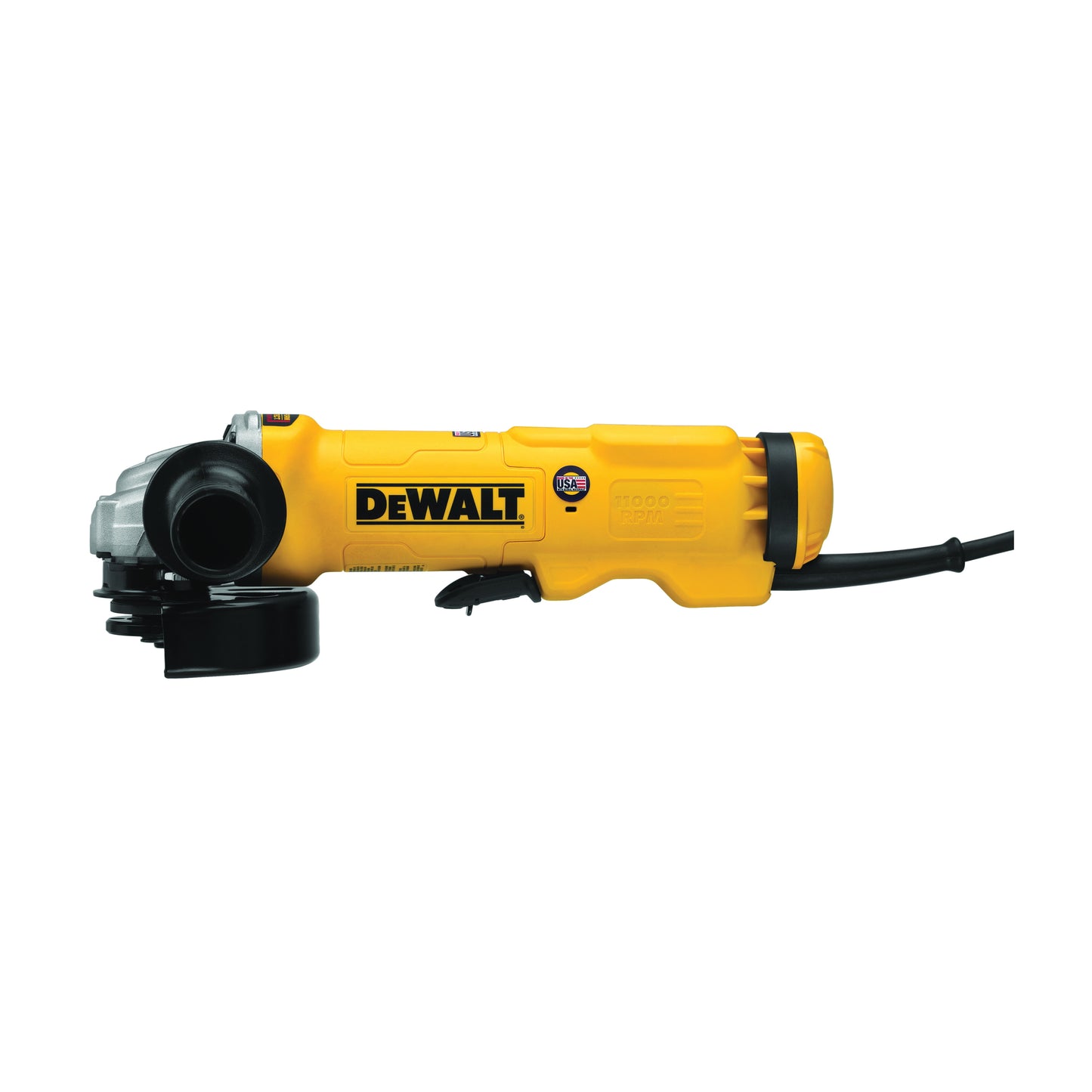 DeWALT® DWE43114N Heavy Duty High Performance Small Angle Grinder, 4-1/2 to 5 in Dia Wheel, 5/8-11 Arbor/Shank, 120 VAC, Black/Yellow, Yes, Paddle Switch