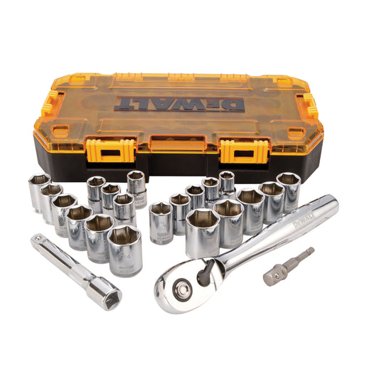 DeWALT® DWMT73813 Combination Socket Set, 6 Points, 1/2 in Drive, 23 Pieces