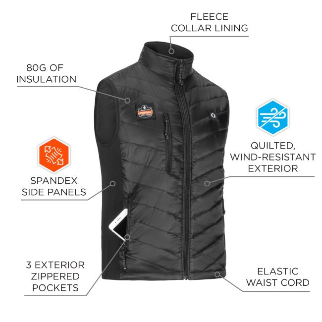 Ergodyne 6495 N-Ferno Rechargeable Heated Vest with Battery Power Bank