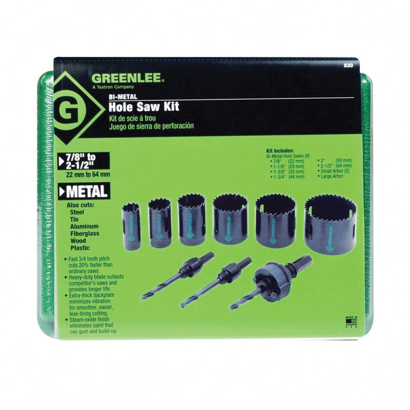Greenlee® 830 Quick Change Quick Change Hole Saw Kit  For Use With 1/2 to 2 in Conduit