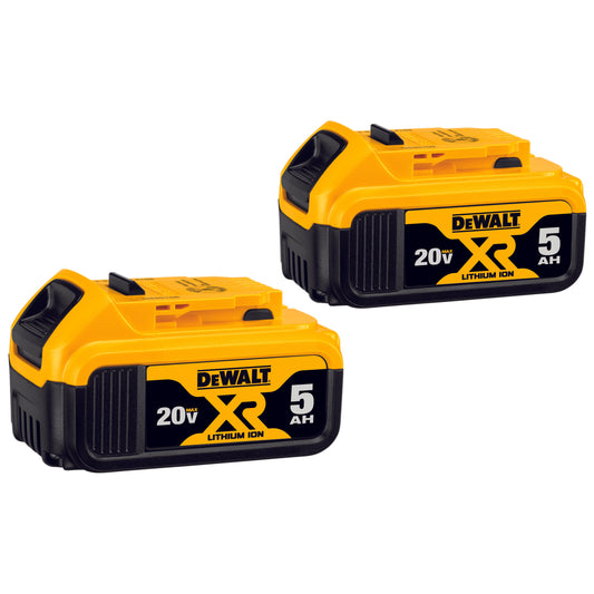 DeWALT® 20V MAX* DCB205-2 Premium Battery Pack, 5 Ah Lithium-Ion Battery, 20 VDC Charge, For Use With Entire Line of DEWALT 20 V Max Tools