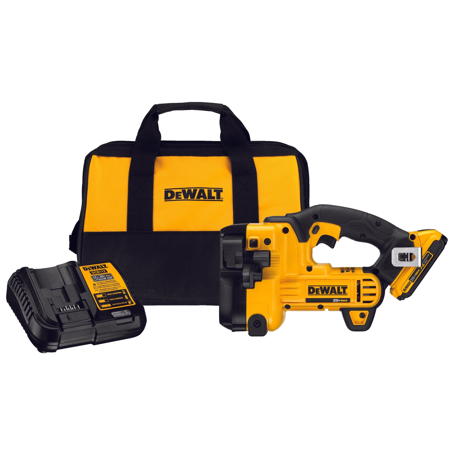 DeWALT® DCS350D1 Cordless Threaded Rod Cutter Kit, 1/4 in, 3/8 in, 1/2 in Mild Steel, 1/4 in, 3/8 in Stainless Steel Cutting, 20 VDC, 2 Ah Lithium-Ion Battery