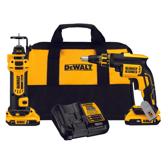 DeWALT 20V MAX* DCK263D2 Cordless Combo Kit, 1/4 in Chuck, 20 VDC, 0 to 4400 rpm No-Load, Lithium-Ion Battery
