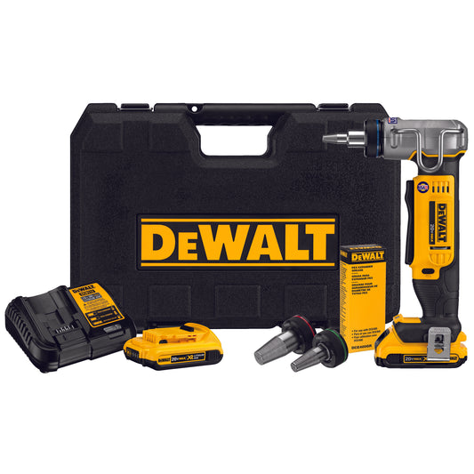DeWALT® DCE400D2 Type A Cordless PEX Expander Kit, 3/8 to 1 in Tubing, 20 VDC, Lithium-Ion Battery