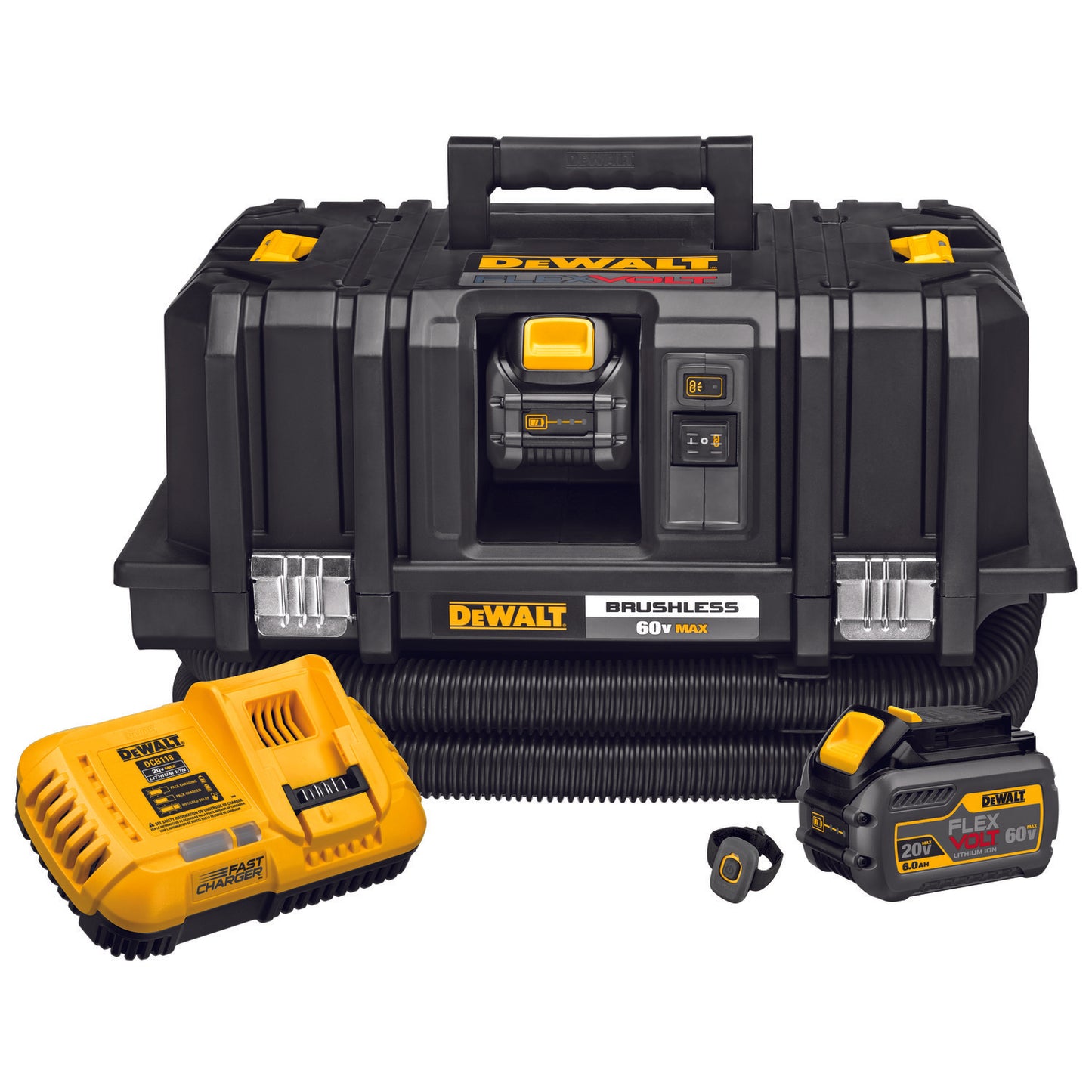 DeWALT® DCV585T2 Dust Extractor Kit, 2 gal, 60 VDC, FLEXVOLT® 20V/60V MAX* Lithium-Ion Battery, Plastic Housing
