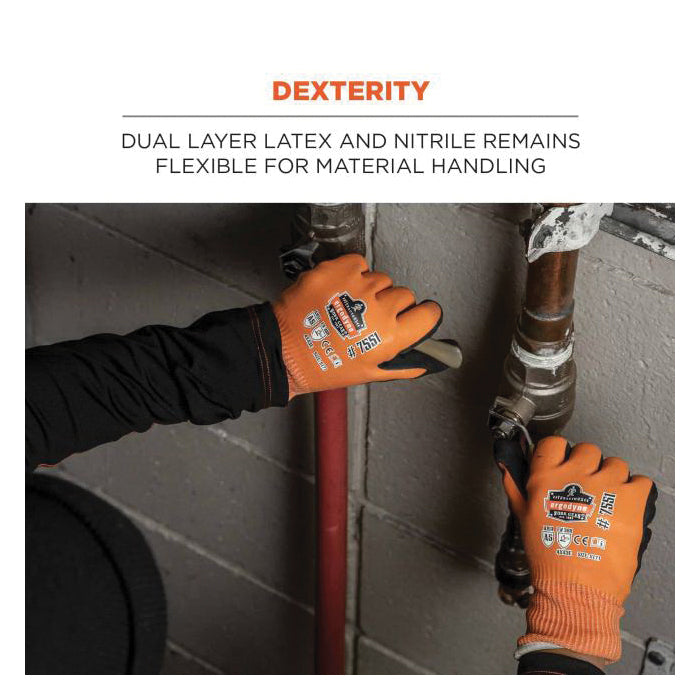 ERGODYNE 7551 A5 Thermal Coated Waterproof Cut-Resistant Winter Work Gloves