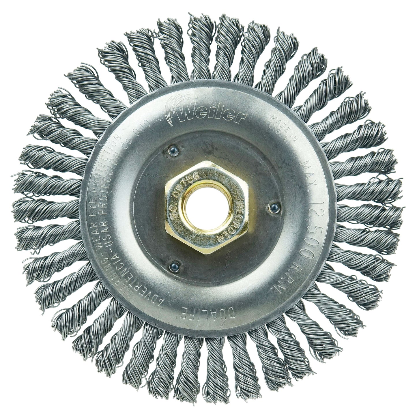 WEILER Roughneck 08756 Narrow Face Root Pass Wheel Brush With Nut 5 in Dia Brush
