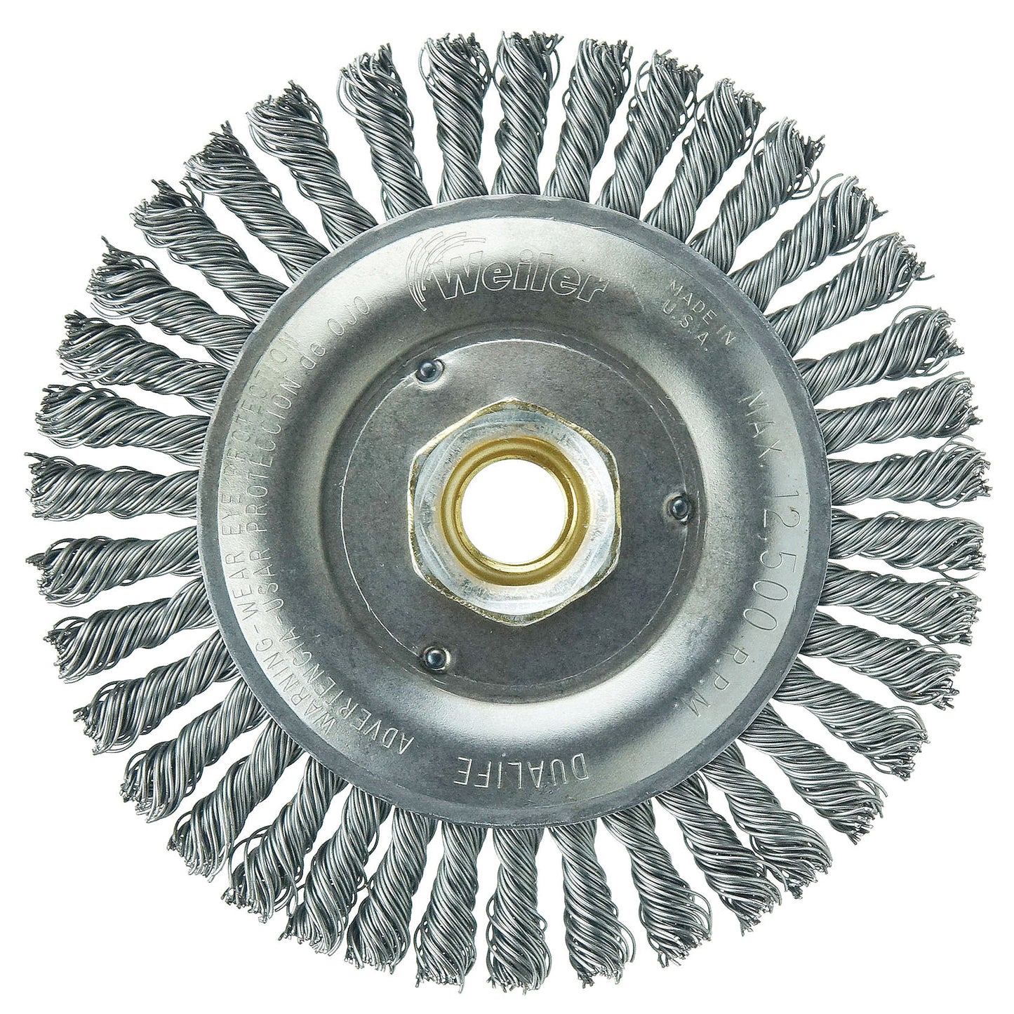 WEILER Roughneck 08756 Narrow Face Root Pass Wheel Brush With Nut 5 in Dia Brush