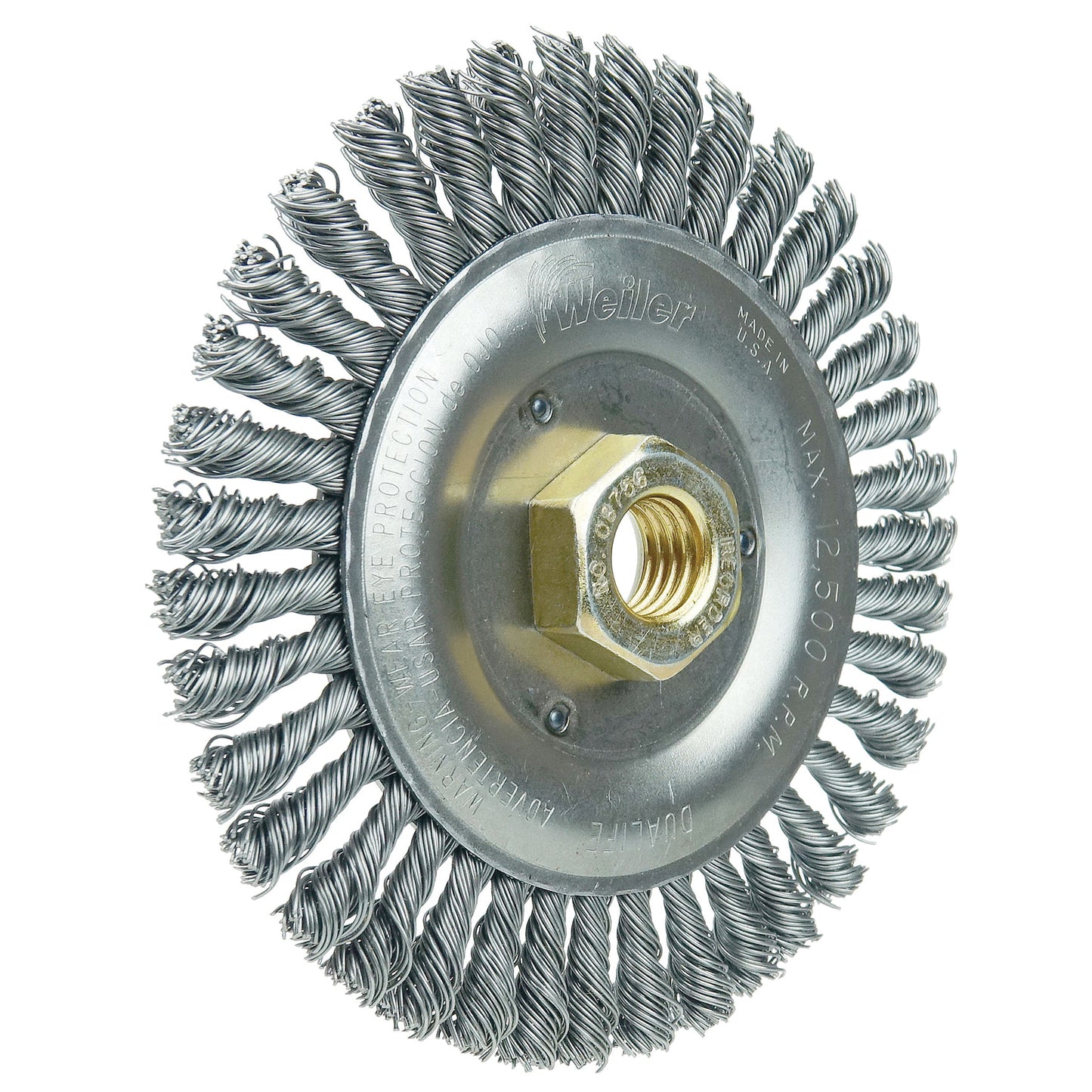 WEILER Roughneck 08756 Narrow Face Root Pass Wheel Brush With Nut 5 in Dia Brush