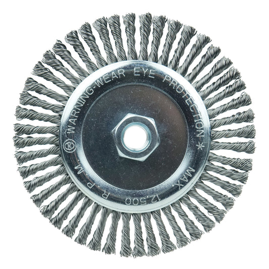 WEILER Roughneck 08766 Narrow Face Root Pass Wheel Brush With Nut  6 in Dia Brush