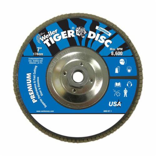 WEILER Tiger 50543 Premium Coated Abrasive Flap Disc 7 in Dia Disc