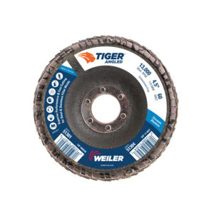 WEILER Tiger 51301 Coated Abrasive Flap Disc 4-1/2 in Dia