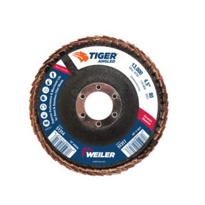 WEILER Tiger 51314 Coated Abrasive Flap Disc 4-1/2 in Dia