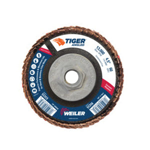 WEILER Tiger 51316 Coated Abrasive Flap Disc 4-1/2 in Dia