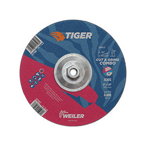 WEILER Tiger 57106 Combination Long Life Performance Line Depressed Center Combo Wheel 9 in Dia x 1/8 in THK