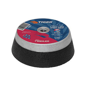 WEILER Tiger 57403 Cup Rock Wheel With Steel Back 6 in Dia x 2 in THK