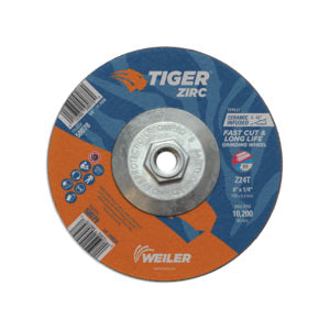 WEILER Tiger 58078 Performance Line Depressed Center Grinding Wheel 6 in Dia x 1/4 in THK