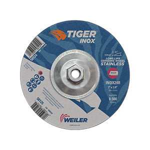WEILER Tiger INOX 58124 Contaminant-Free Performance Line Depressed Center Grinding Wheel  7 in Dia x 1/4 in THK