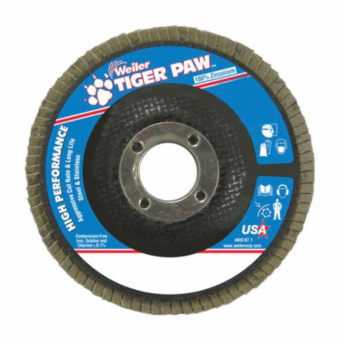 WEILER Tiger Paw 51118 High Performance Coated Abrasive Flap Disc 4-1/2 in Dia Disc