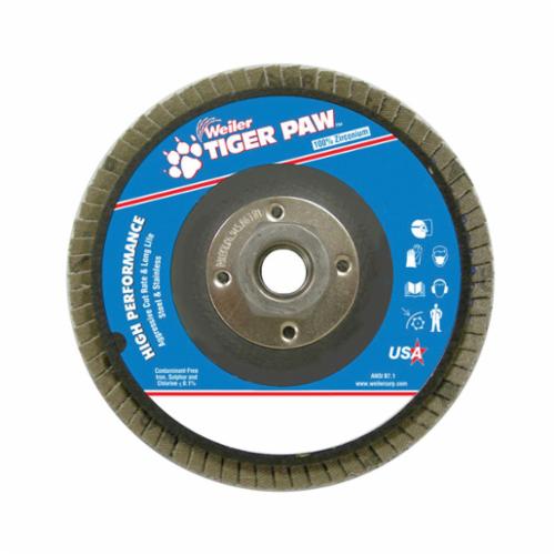 WEILER Tiger Paw 51158 High Performance Coated Abrasive Flap Disc 5 in Dia Disc