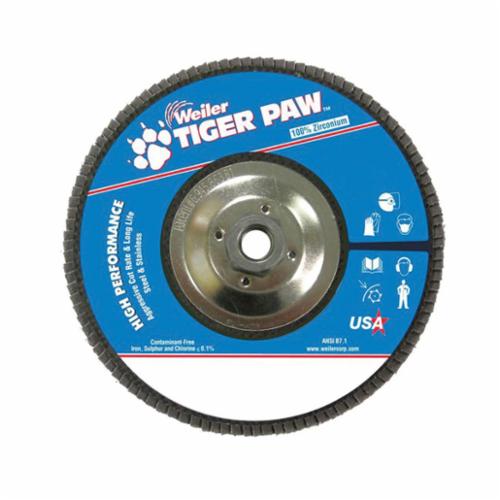 WEILER Tiger Paw 51148 High Performance Coated Abrasive Flap Disc 7 in Dia Disc