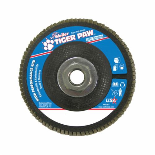 WEILER Tiger Paw 51165 Super High Density High Performance Coated Abrasive Flap Disc 4-1/2 in Dia Disc