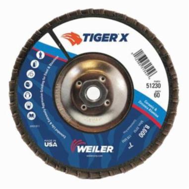 WEILER Tiger X 51224 Standard Density Coated Abrasive Flap Disc 4-1/2 in Dia Disc