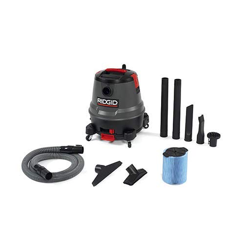 RIDGID 50333 12 Gallon Motor-On-Bottom Wet/Dry Vacuum with Fine Dust Filter, 6.5 HP, 190 CFM, 120V/12A