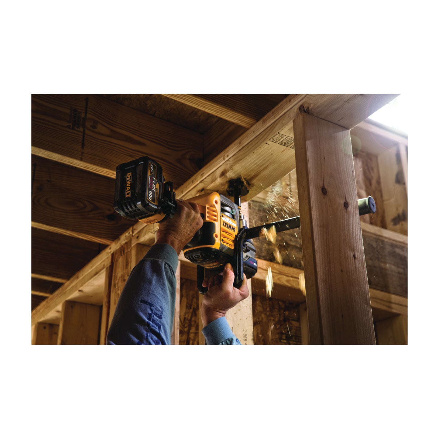 DeWALT® 60V MAX* FLEXVOLT™ DCD460T2 Brushless Cordless VSR Stud and Joist Drill With E-Clutch® System, 1/2 in Keyed Chuck, 60 V, 0 to 300/0 to 1250 rpm No-Load, 16 in OAL, Lithium-Ion Battery