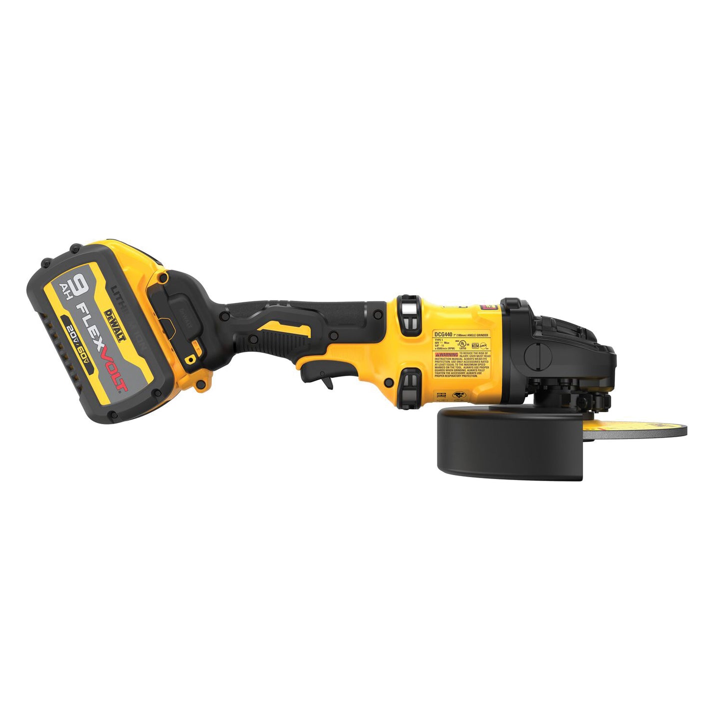 DeWALT DCG440X2 Brushless Cordless Grinder Kit With Kickback Brake, 7 in Dia Wheel, 60 V