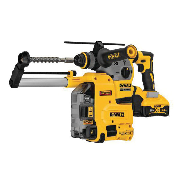 DeWALT® DCH293R2DH L-Shape Cordless Rotary Hammer Kit With Dust Collection, 1-1/8 in SDS Plus® Chuck, 20 VDC, 0 to 1000 rpm No-Load, Lithium-Ion Battery