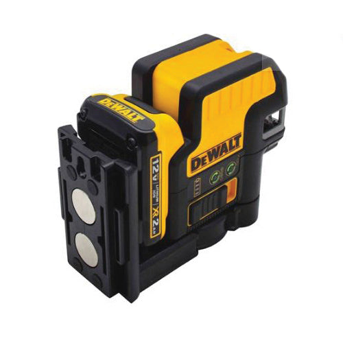 DeWALT 12V MAX* DW0822LG 2-Spot Cordless Cross Line Laser Kit, 165 ft Measuring, +/-1/8 in at 100 ft Accuracy, 12 VDC, Lithium-Ion Battery, Plastic Housing