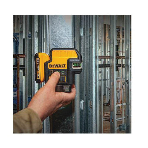 DeWALT 12V MAX* DW0822LG 2-Spot Cordless Cross Line Laser Kit, 165 ft Measuring, +/-1/8 in at 100 ft Accuracy, 12 VDC, Lithium-Ion Battery, Plastic Housing