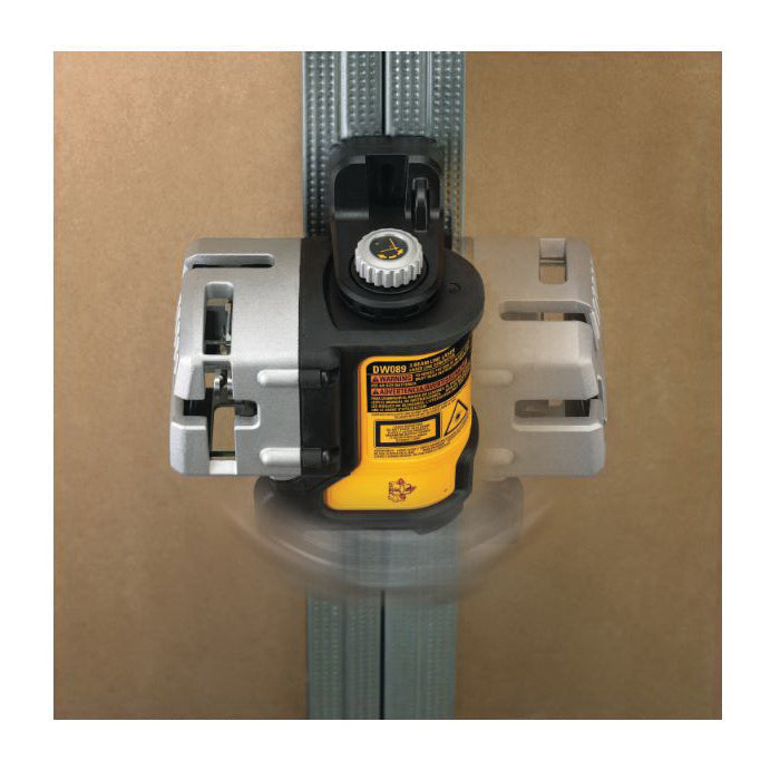 DeWALT® DW089K Self-Leveling Beam Line Laser, 50 ft with Detector/166 ft without Detector Measuring, +/-1/8 in Accuracy, AA Alkaline Battery, Plastic Housing