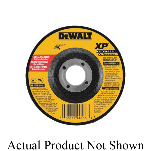 DeWALT® XP® DW8819 Flat Depressed Center Grinding Wheel, 6 in Dia x 1/8 in THK, 24 Grit, Zirconia Alumina Abrasive