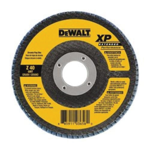 DeWALT XP DW8255 Contaminant-Free Extended Performance High Density Coated Abrasive Flap Disc, 4-1/2 in Dia, 60 Grit, Medium Grade, Zirconia Alumina Abrasive, Type 27 Disc