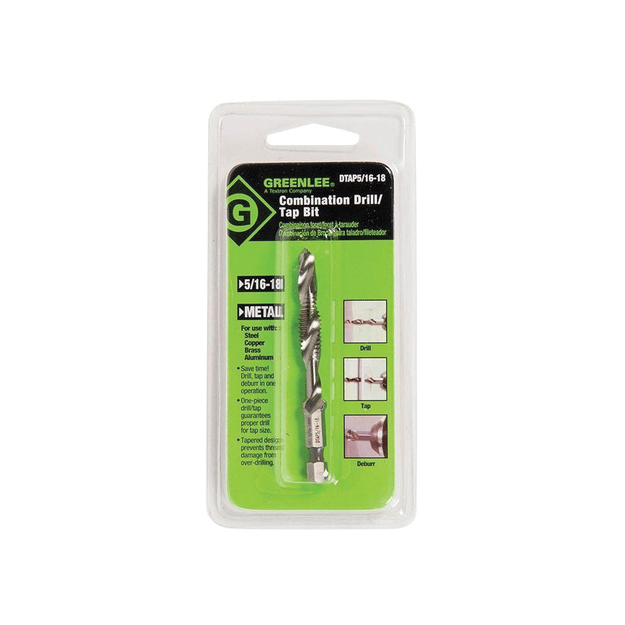 Greenlee® DTAP5/16-18 Quick-Change Standard Length Combination Drill and Tap  5/16-18 NC Thread