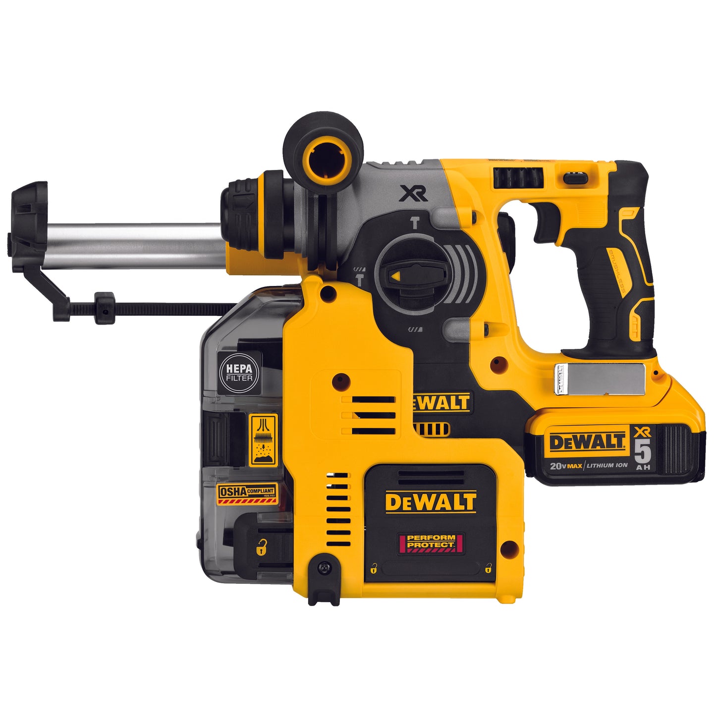 DeWALT® DCH273P2DHO L-Shape Cordless Rotary Hammer Kit, 1 in SDS Plus® Chuck, 20 VDC, 0 to 1100 rpm No-Load, Lithium-Ion Battery